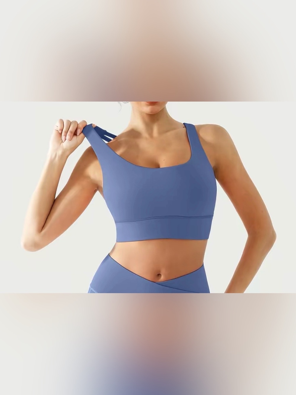 Seamless Scoop Neck Sports Bra - Periwinkle Blue